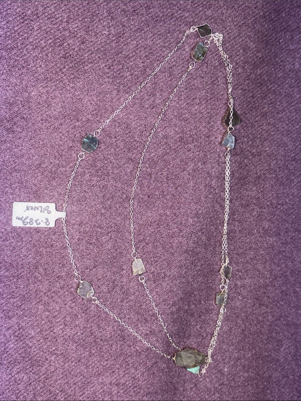 Silver-Tone Labradorite Multi-Stone Necklace - Gray